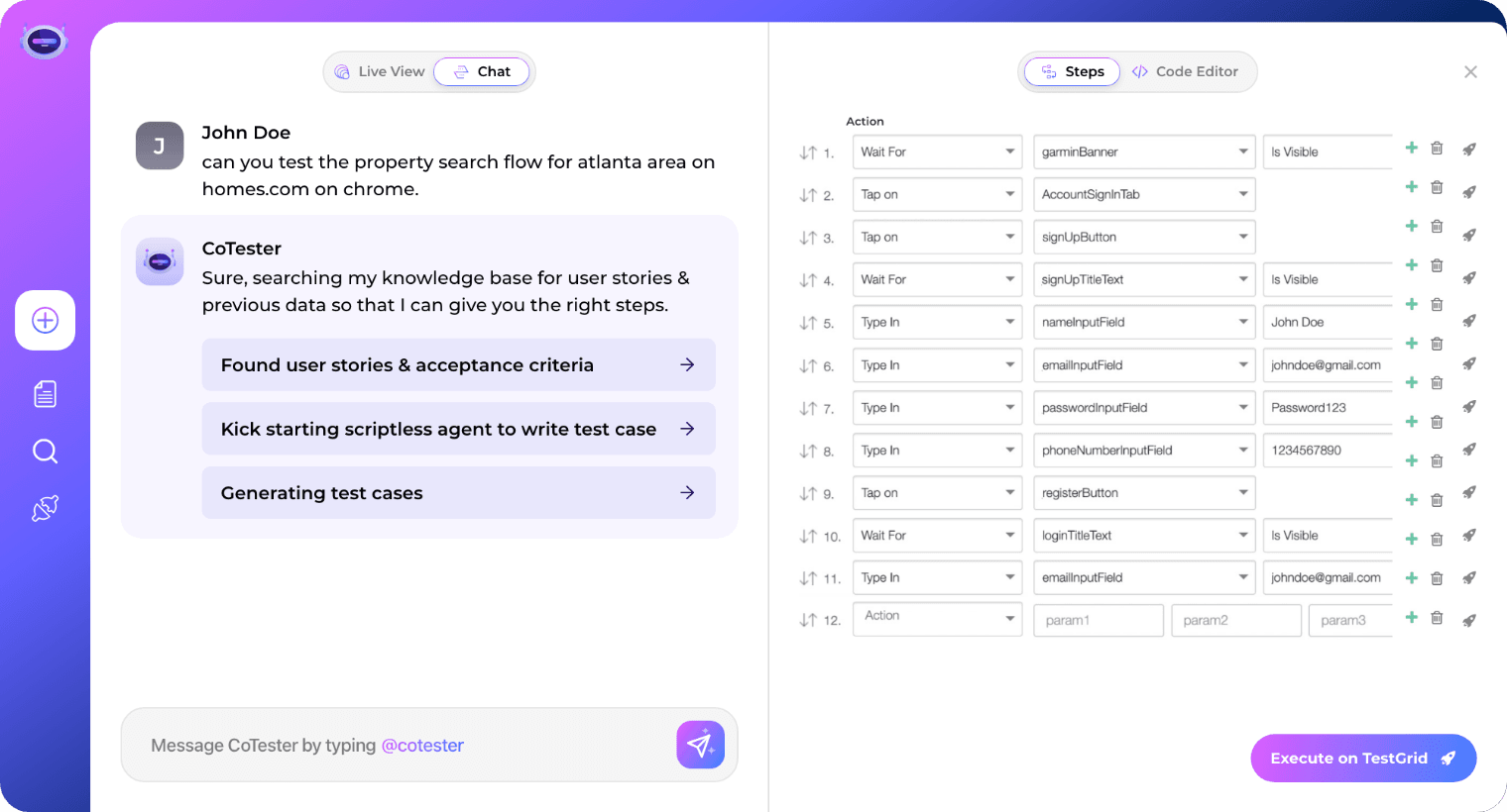 TestGrid cotester UI